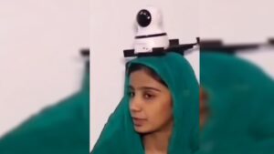 CCTV tied on the head of a girl